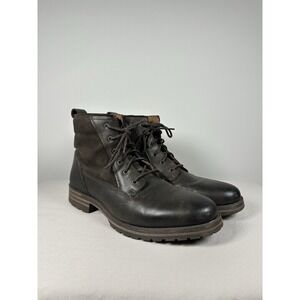 Lucky Brand Mens Brown Leather Lace Up Side Zip Ankle Boots Size 10.5M